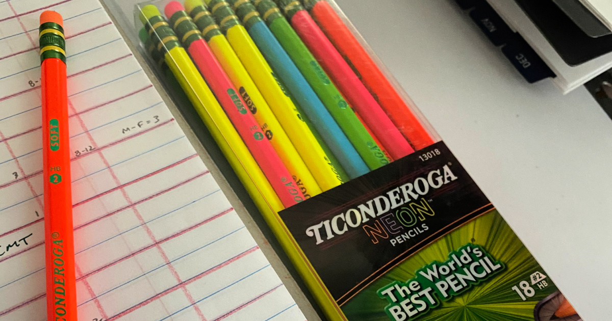 Ticonderoga Neon #2 Pre-Sharpened Pencils with Erasers 18-Pack