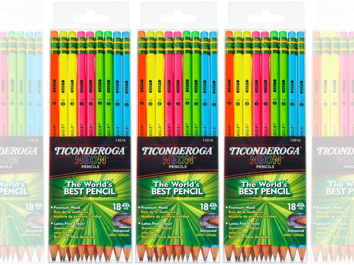 Ticonderoga Neon #2 Pre-Sharpened Pencils with Erasers 18-Pack
