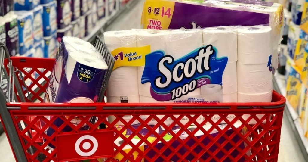 toilet paper in a Target cart