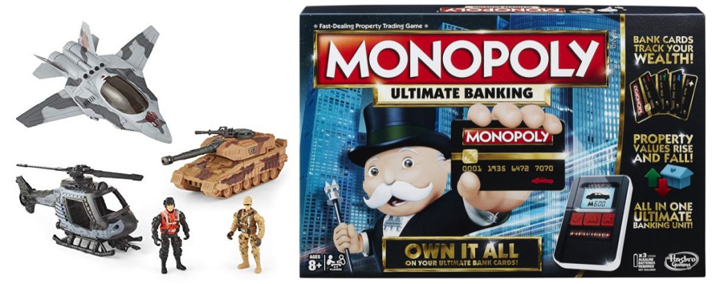 True Heroes Multi-Vehicle Military Playset and Monopoly Ultimate Banking Board Game