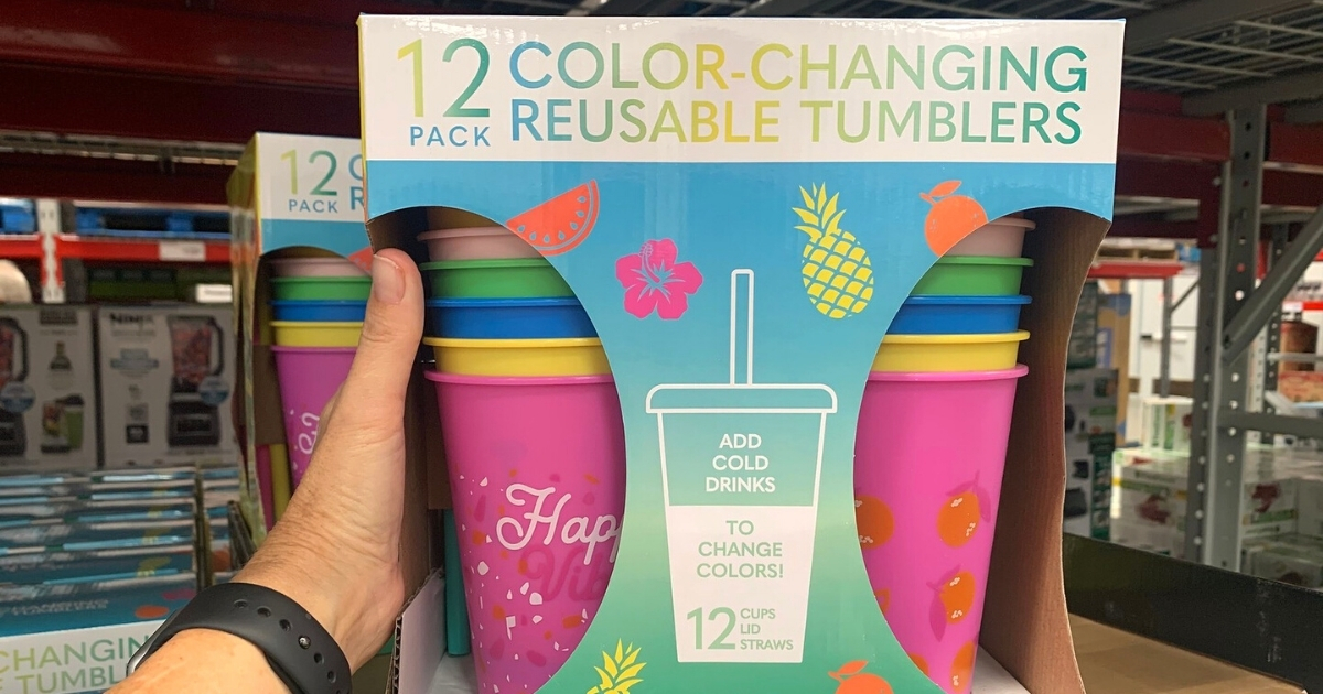 Zak Designs 25-oz. Color-Changing Tumbler 12-Pack Set Reusable Plastic with  Splash-Proof Lids and Straws 