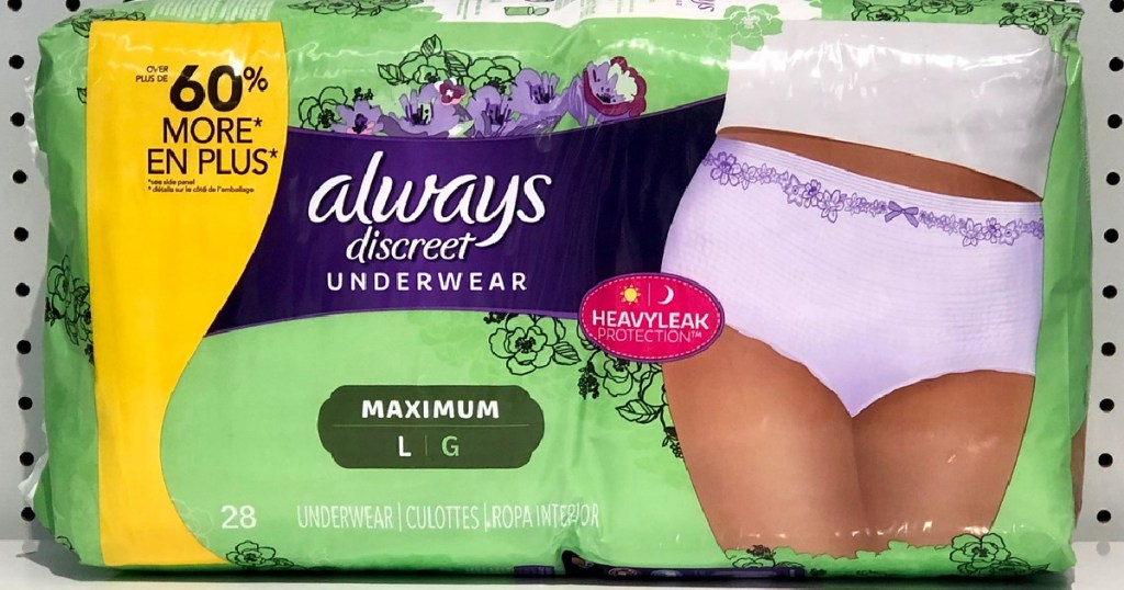 always discreet underwear on shelf