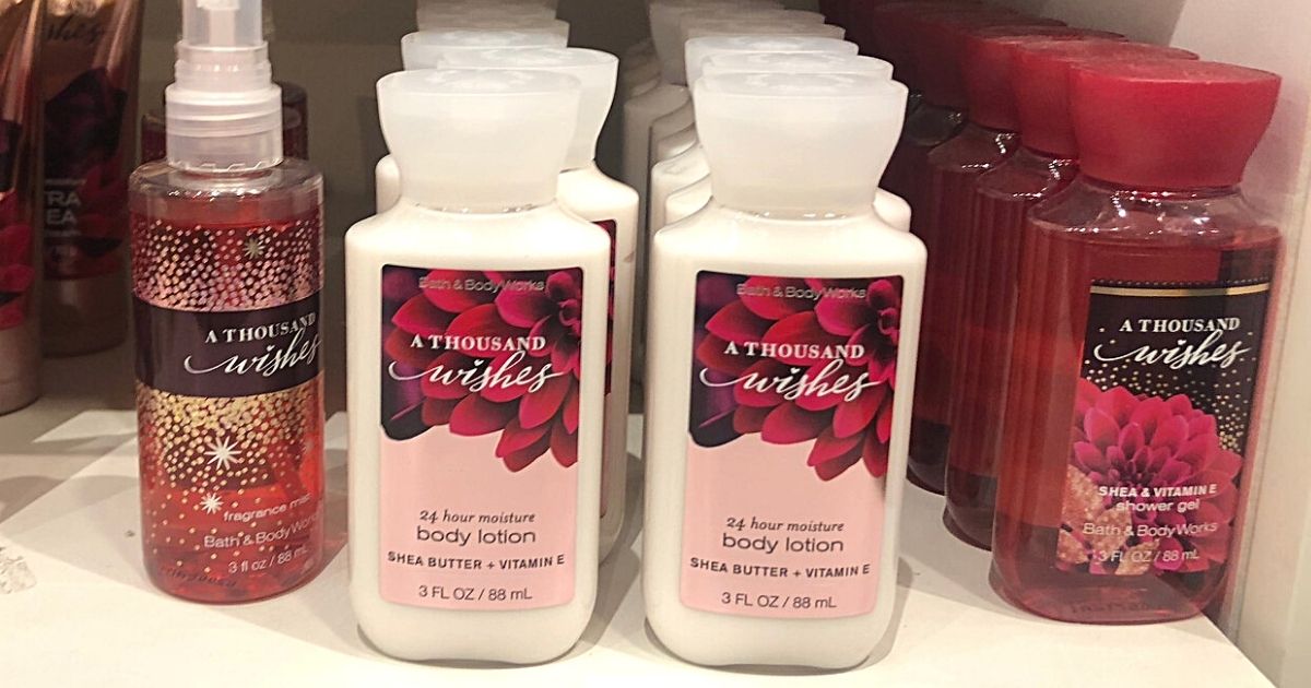 A Thousand Wishes body lotion on display