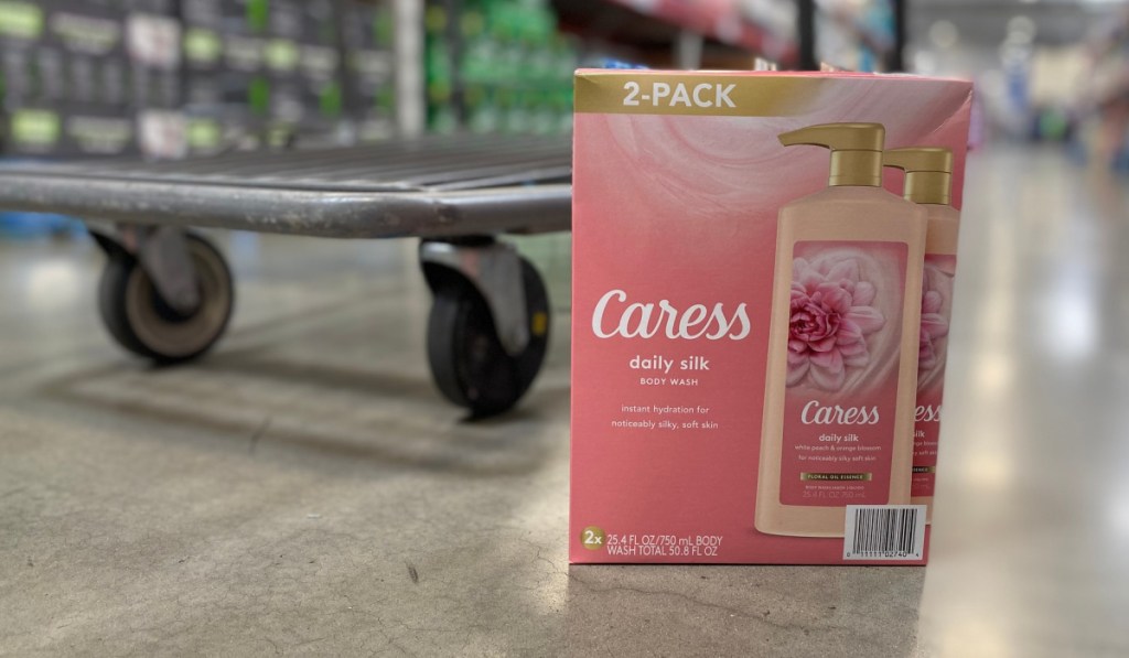 caress body wash in store on floor