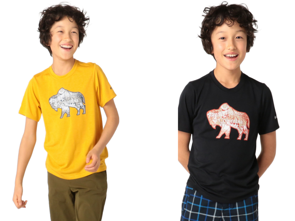 two boys wearing t shirts and smiliing