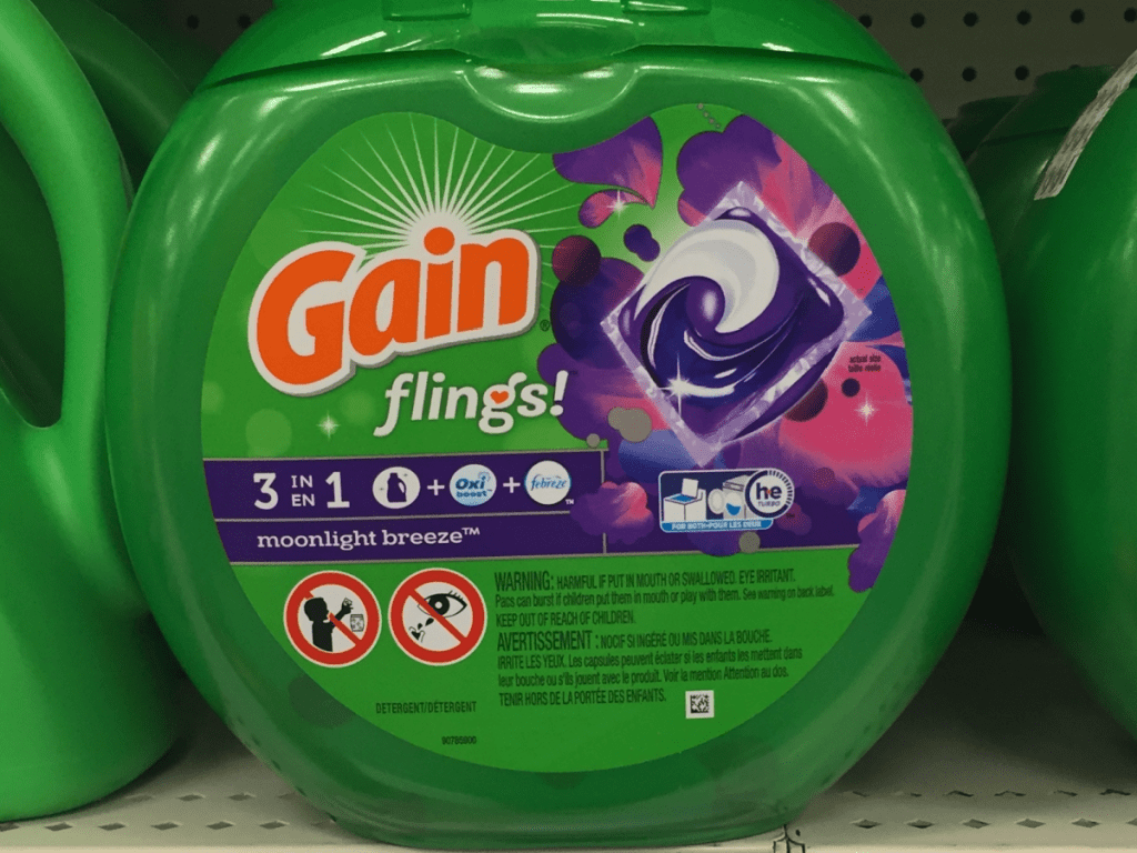 gain detergent pods on store shelf