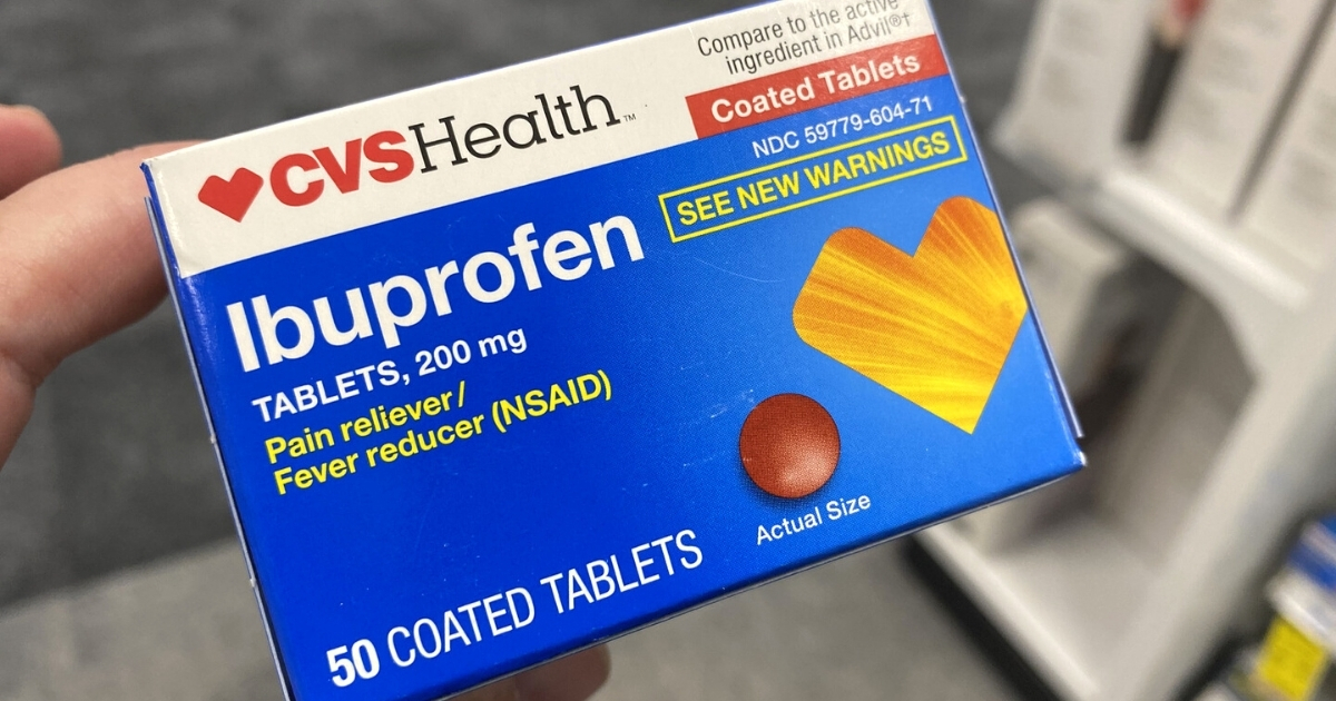 hand holding box of ibuprofen