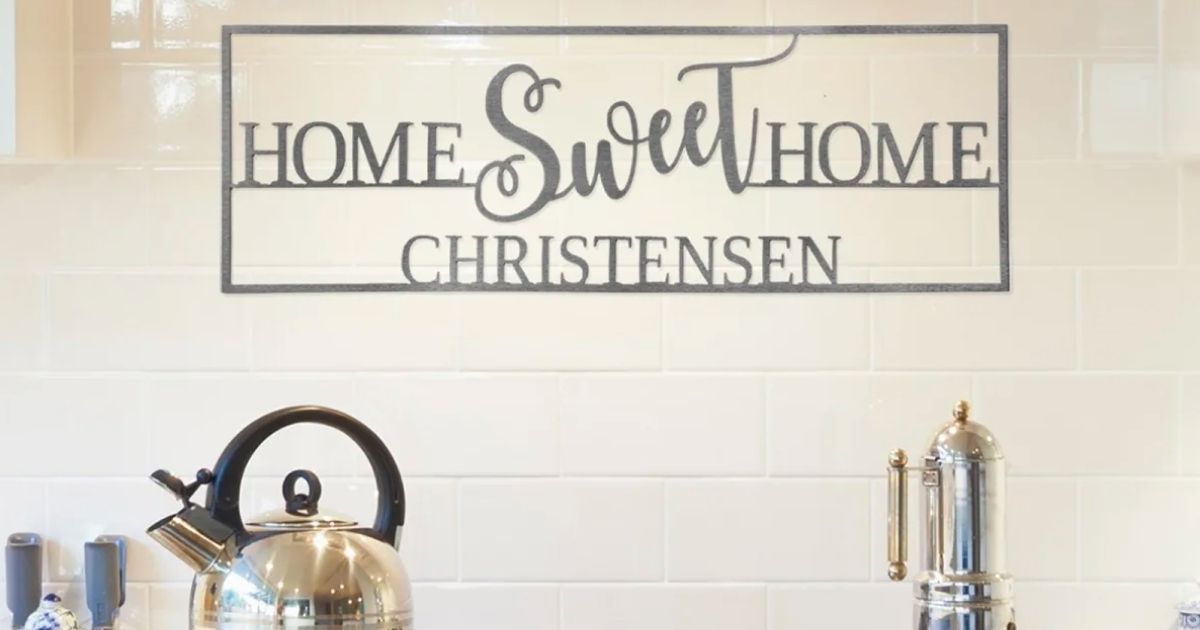 Home Sweet Home sign above stove