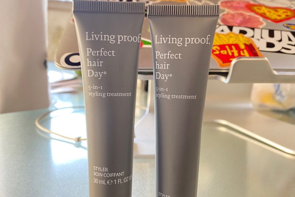 Bottle of Living Proof 5-in-1 styling treatment