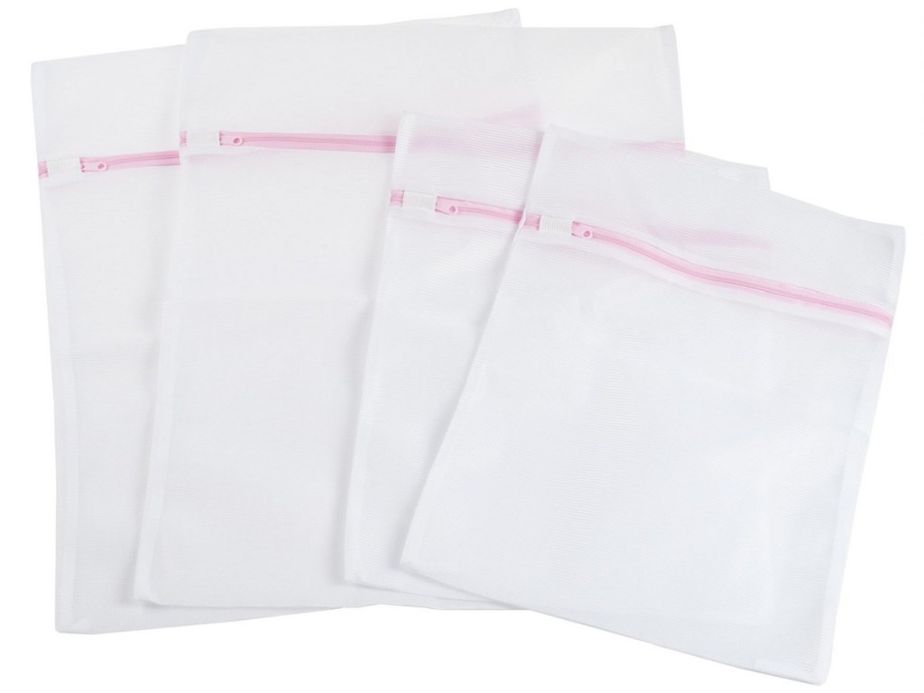 white and pink mesh laundry bags
