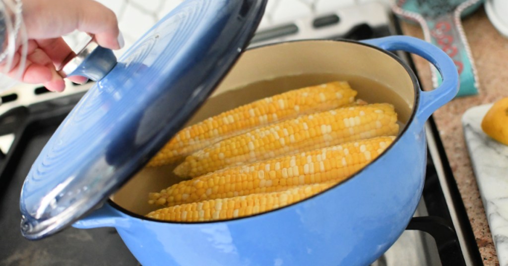 pot with boiling corn