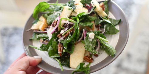 Spinach Salad with Goat Cheese and Homemade Pear Dressing