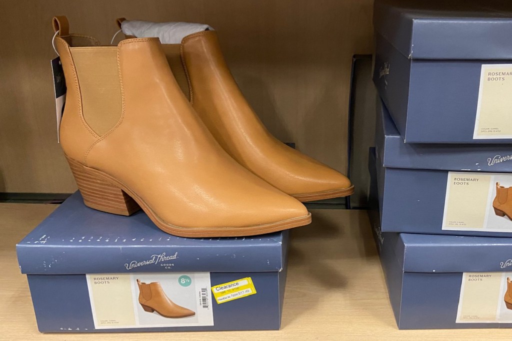 tan booties on clearance in store