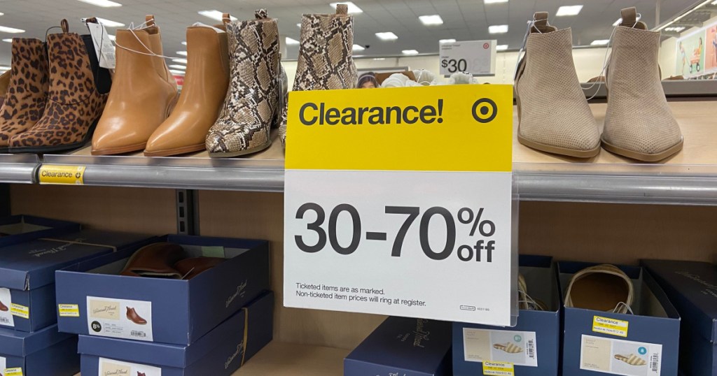 target clearance boots w/ sign in store