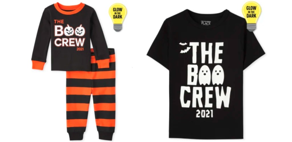 The Boo Crew pajamas and t-shirt