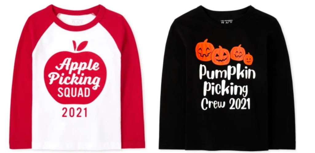 Apple Picking Squad and Pumpkin Picking Crew tees