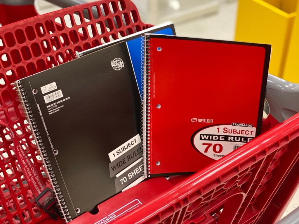 notebooks in Target cart