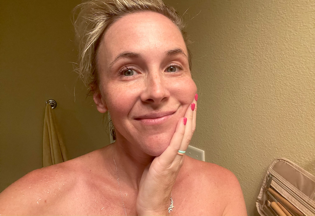 woman with makeup free face 