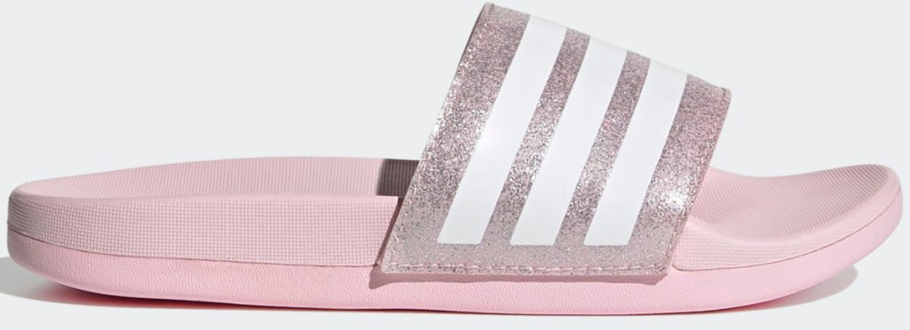 pinkand white kids adidas slides