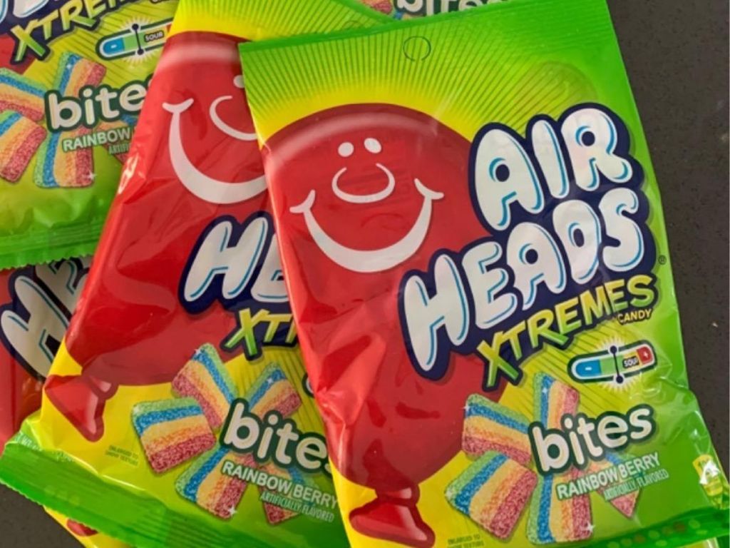 two bags of Airheads Xtremes Bites