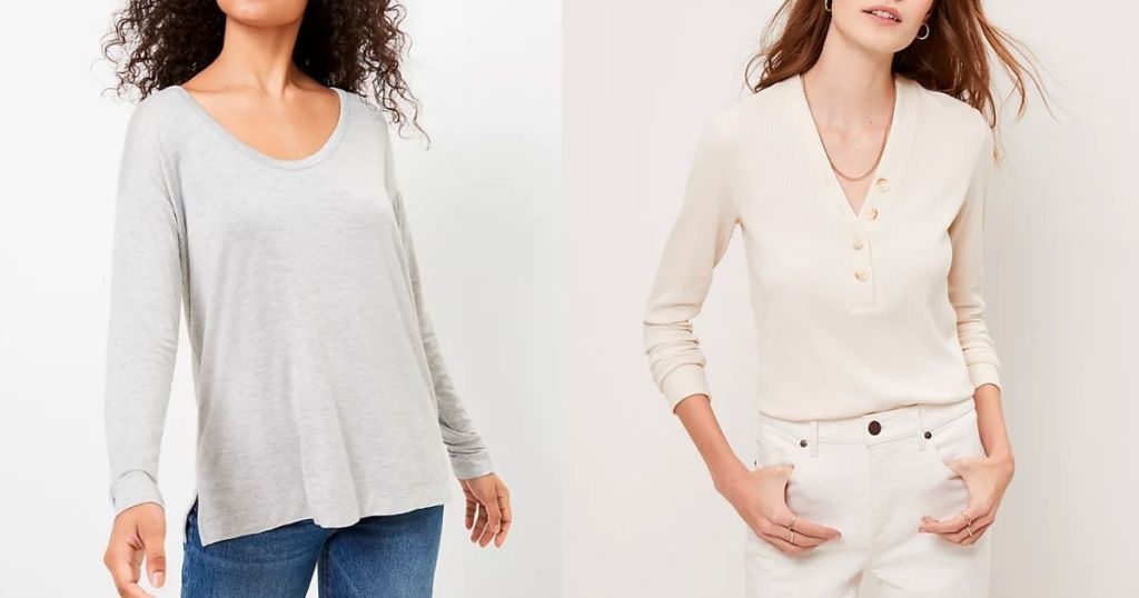 women wearing gray tunic and taupe henley