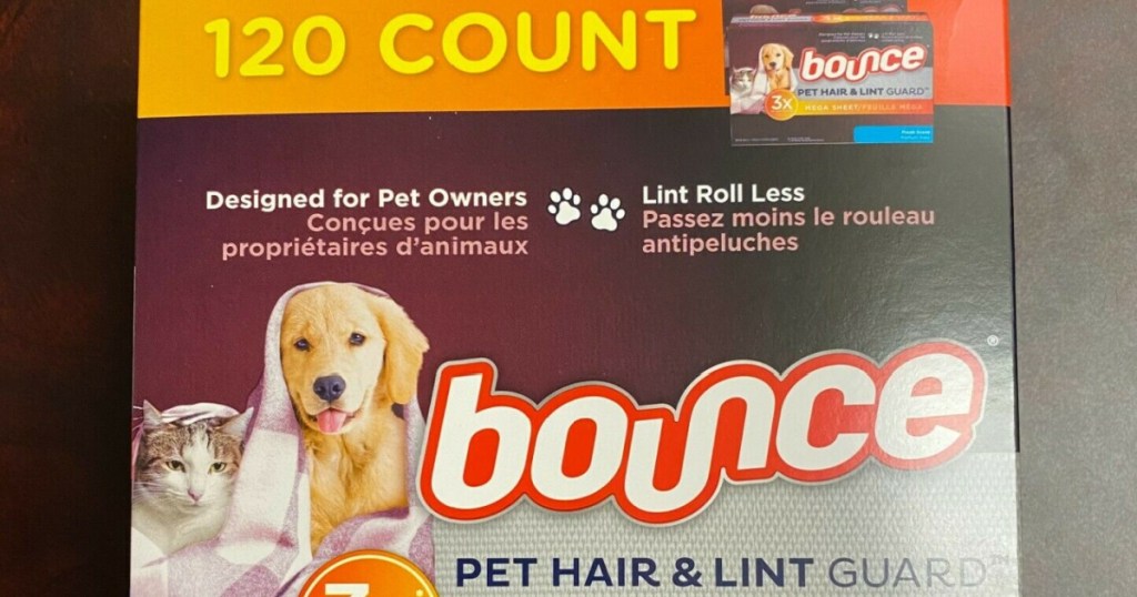 box of pet hair and lint dryer sheets