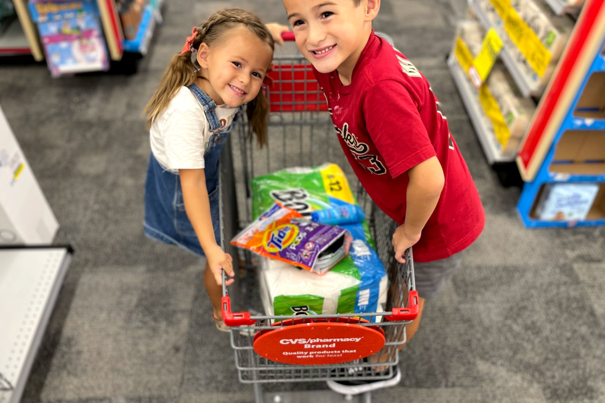 kids on CVS shopping cart