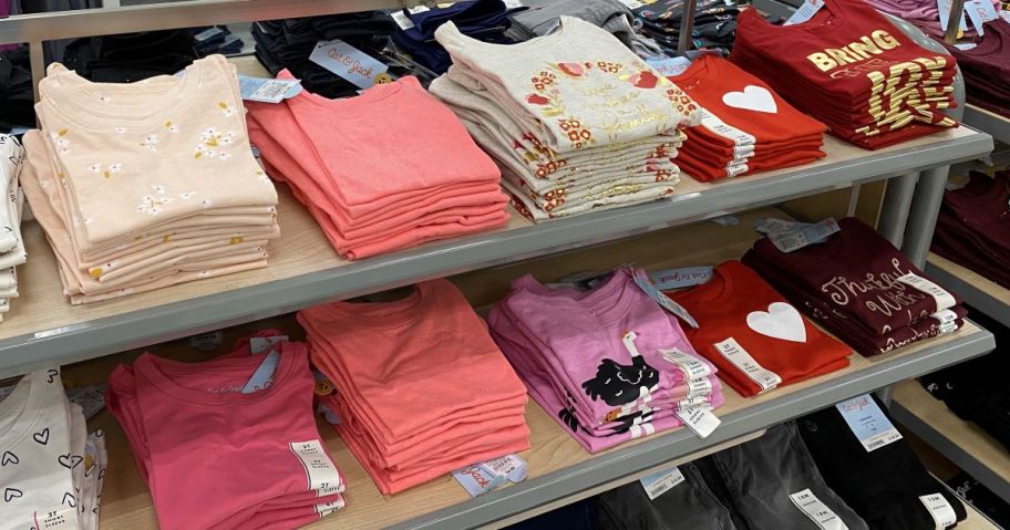 display of girls shirts at Target