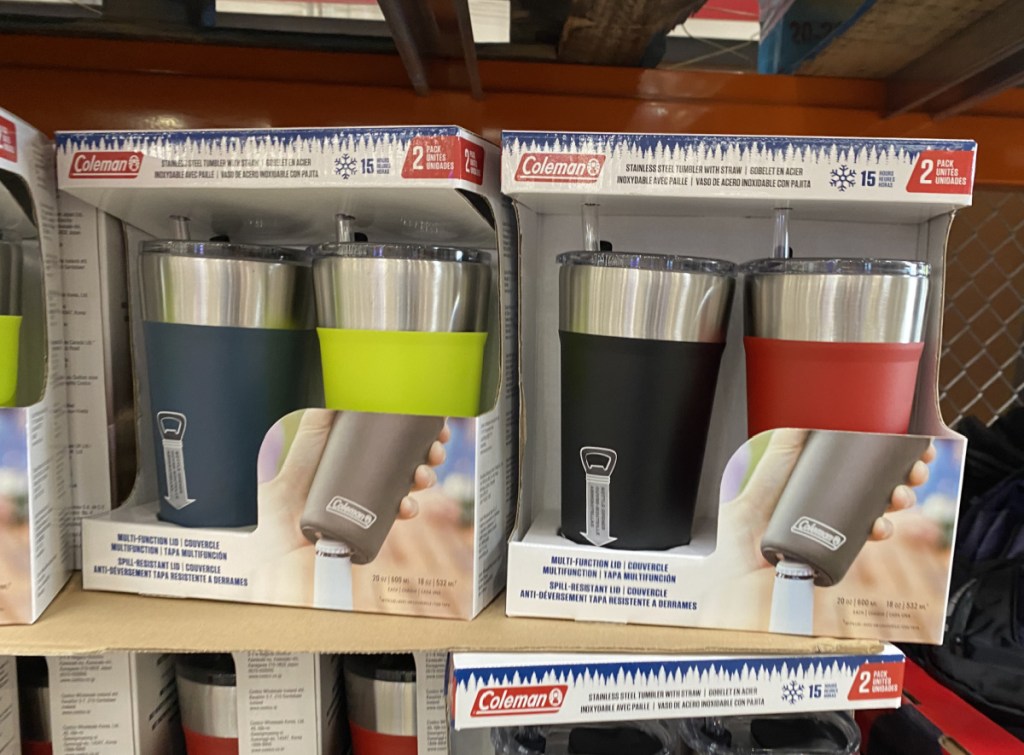 Coleman tumbler cups two-packs on display in-store