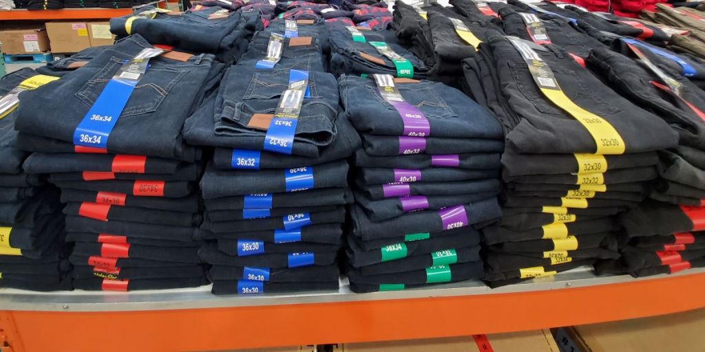 display of jeans at Costco
