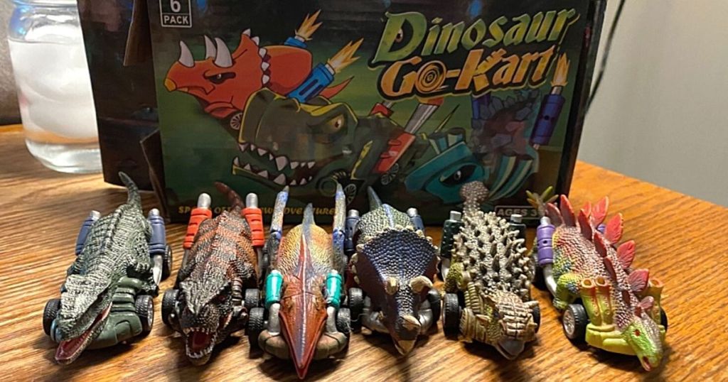 DINOBROS Dinosaur Toy Pull Back Cars