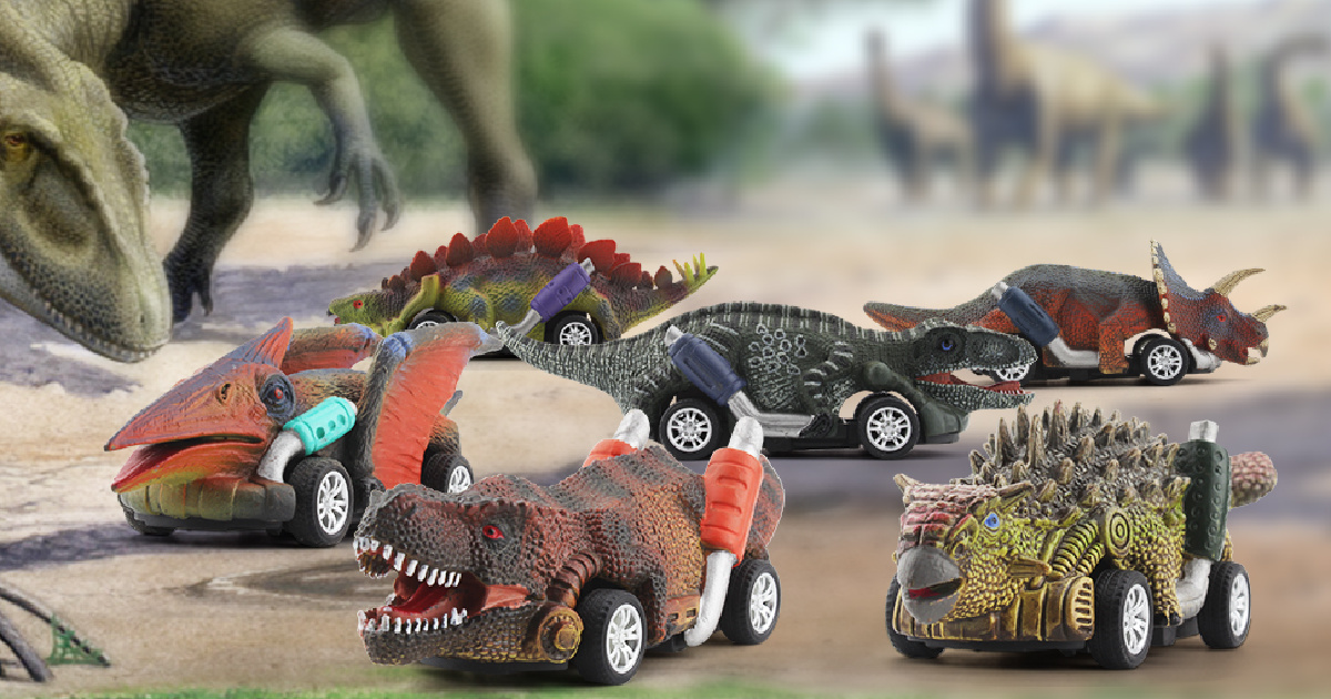 6 PCS Dino Toys Set for Kids,Fun and Shareable Dino Pull Back Vehicles,Ideal Birthday Dino Toy Gift for 3 Years Old & Up Cute Dinosaur Pull Back Car