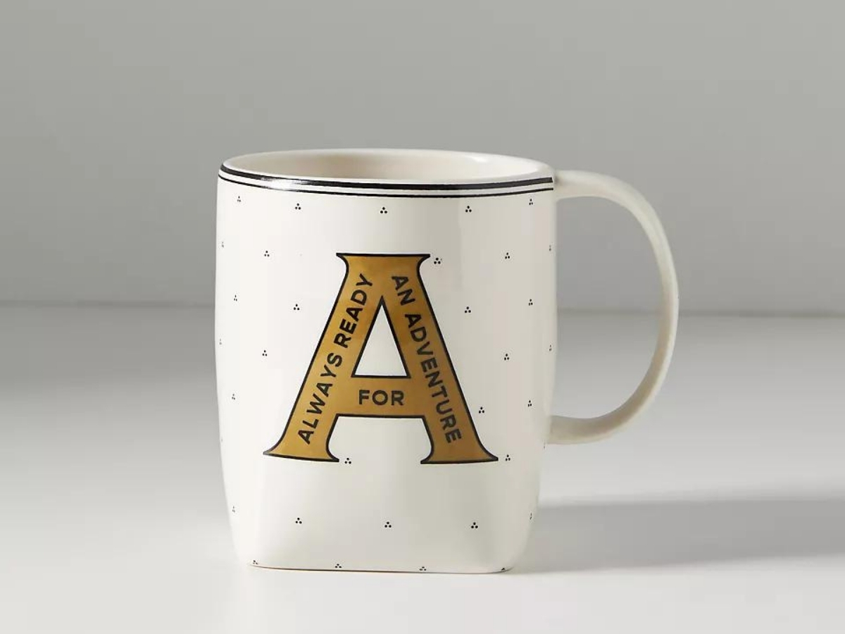 "a" monogram mug anthropologie