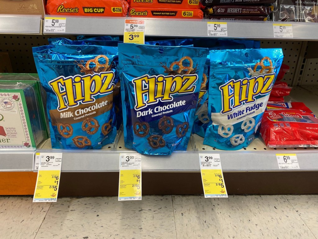Flipz Pretzels on store shelf