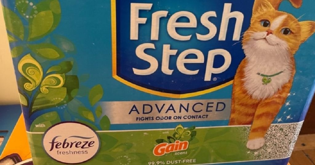 box of fresh step cat litter with gain