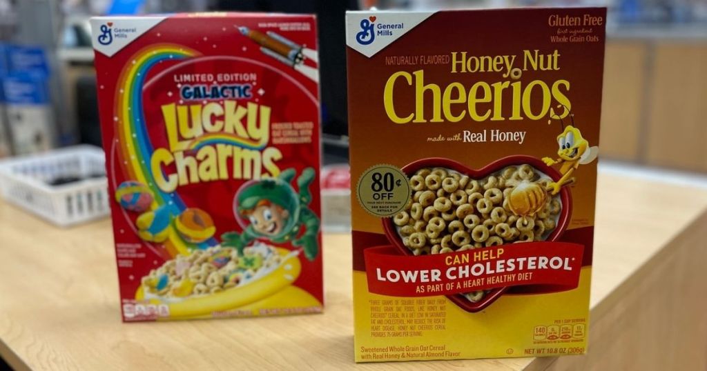 Lucky Charms and Honey Nut Cheerios