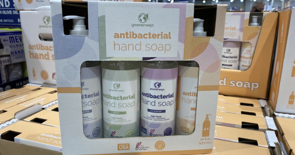 Greenerways Antibacterial Hand Soap 4-Pack on display in-store