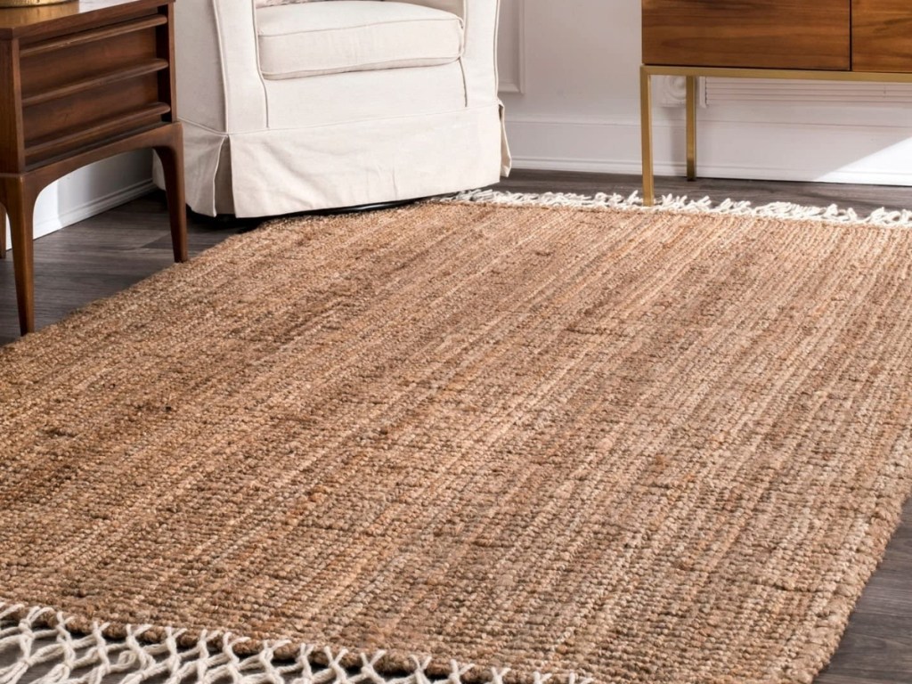 brown woven wool rug