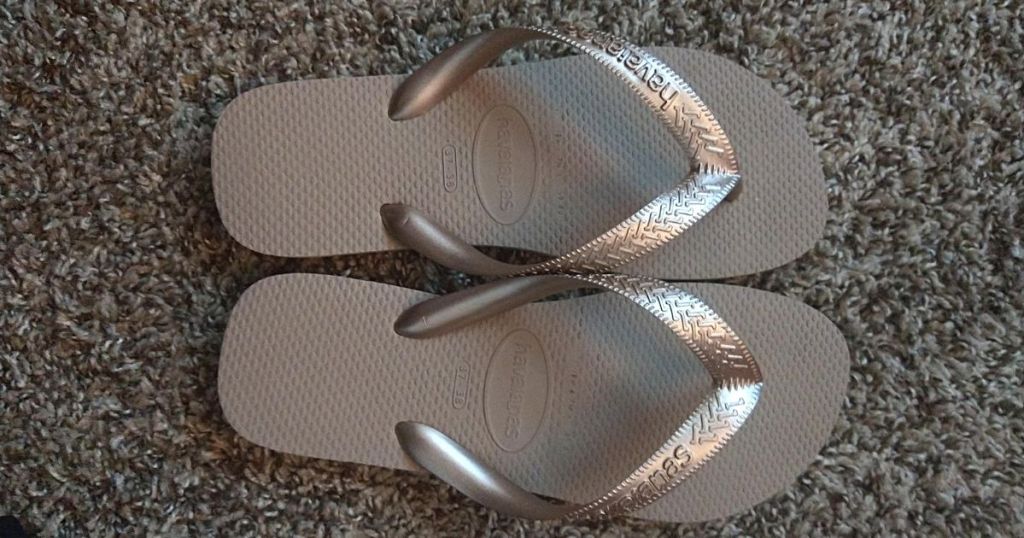silver Havaianas flip flops