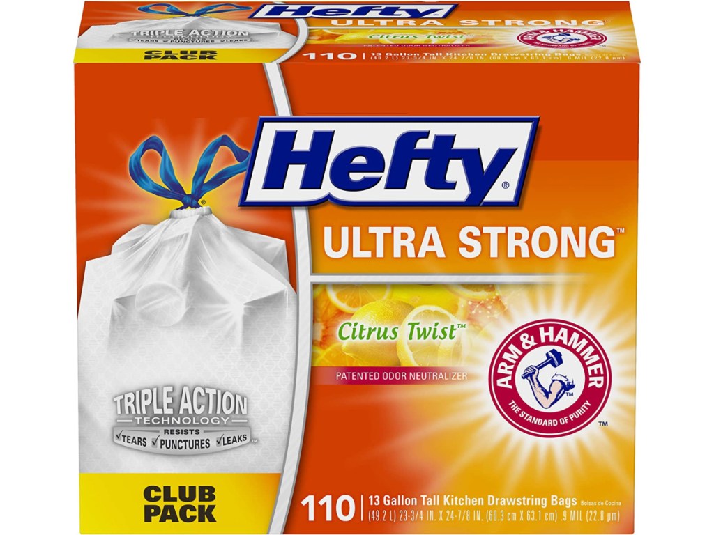 extra large club pack of Hefty garbage bags