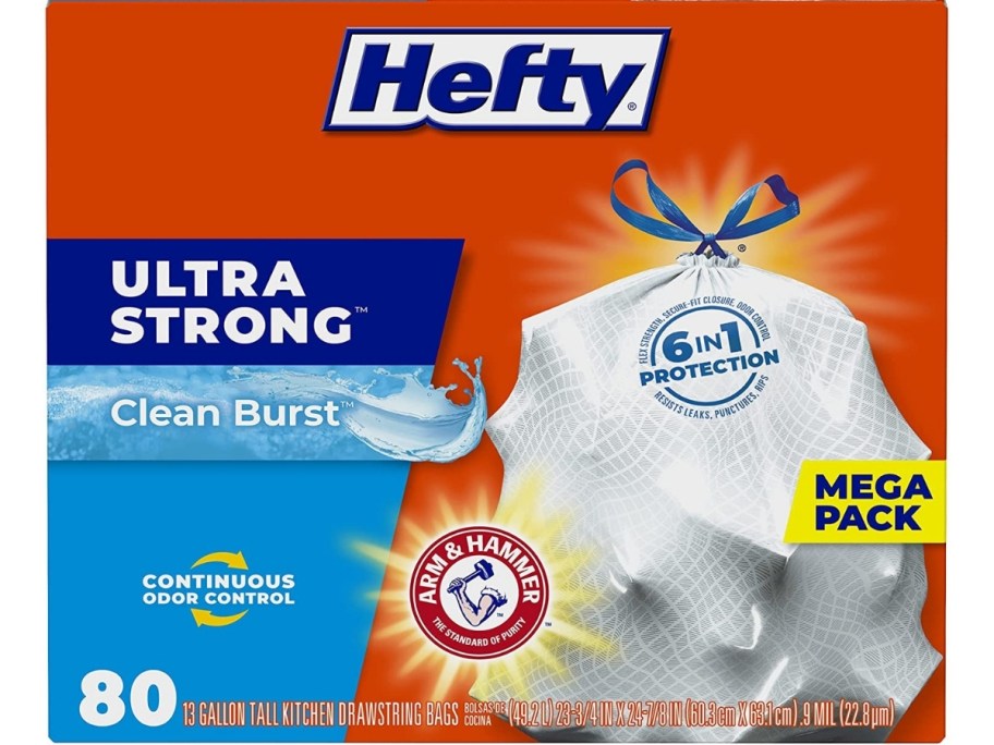 80 hefty ultra strong trash bags