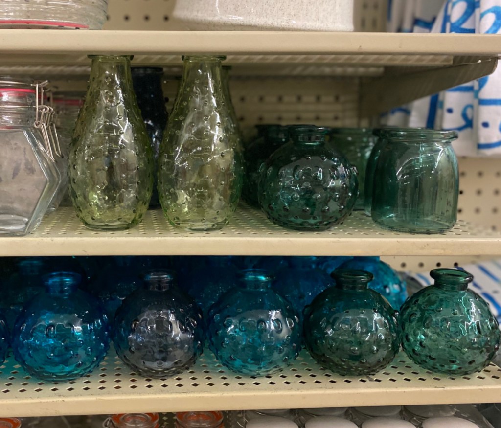 glass vases on display in-store