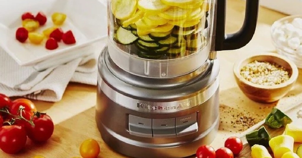 KitchenAid Food Processor with chopped ingredients