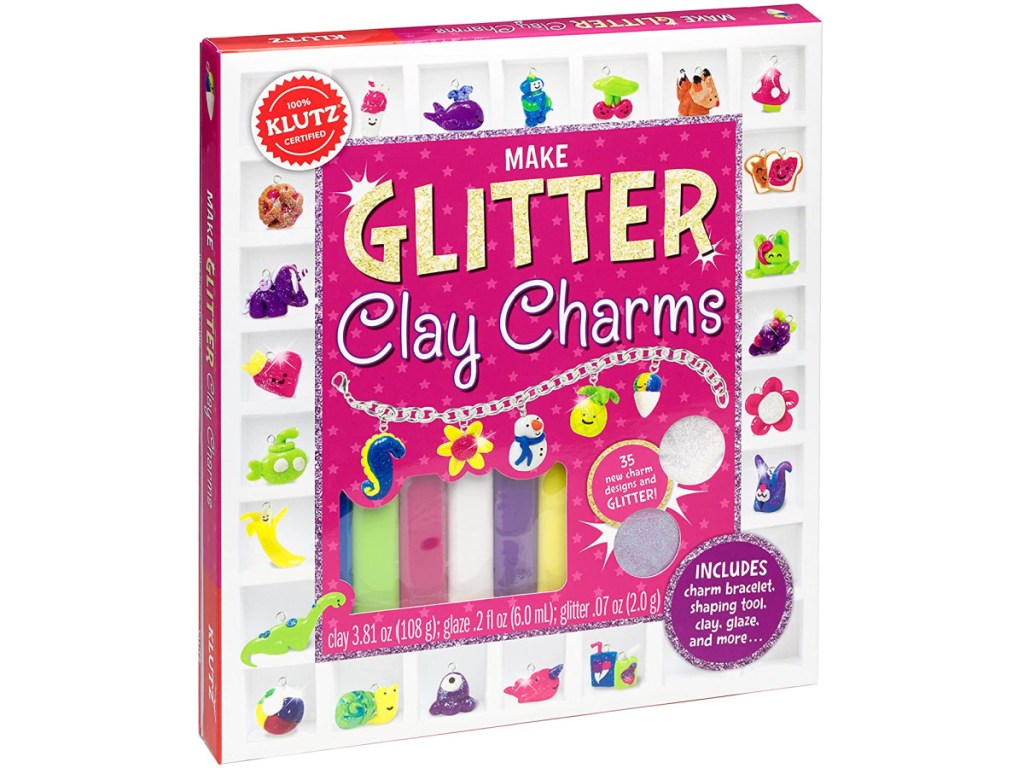 glitter clay charms kit box