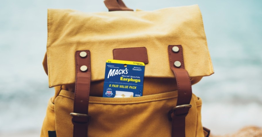 mack's earplugs in backpack pocket