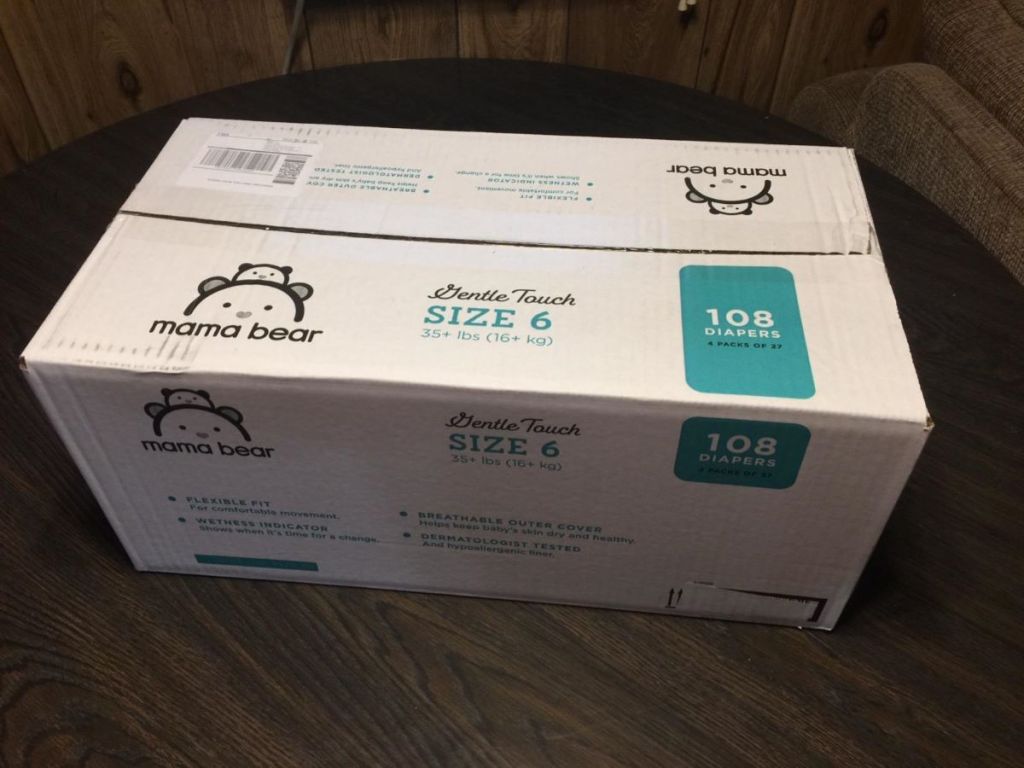 box of Mama Bear Diapers