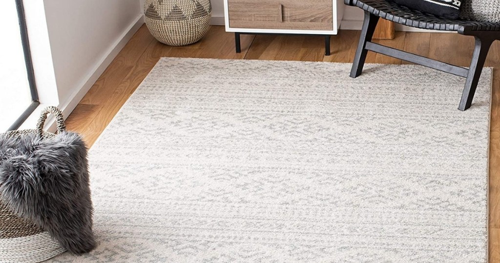 white and gray area rug