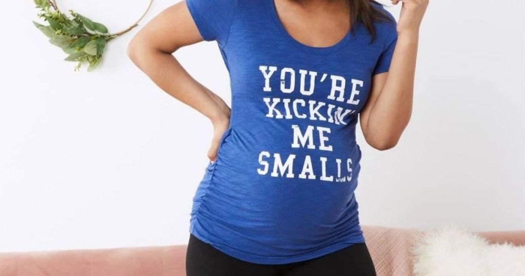 woman wearing a maternity shirt