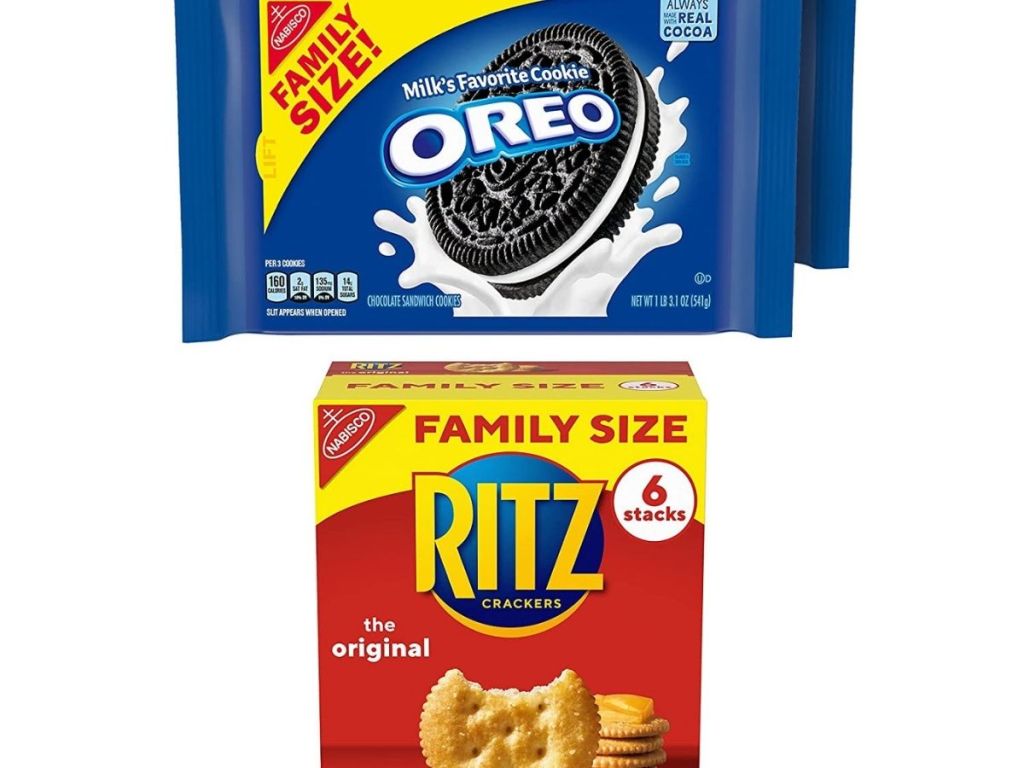 2 oreo packages and ritz crackers
