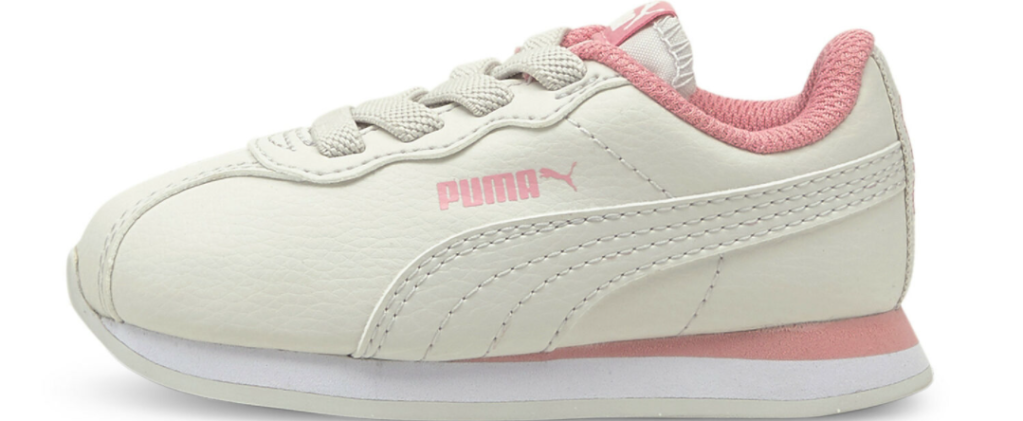 white, beige and pink shoe